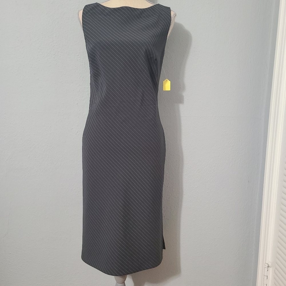 Vintage Necessary Objects Pinstriped Fitted Dress Size Medium